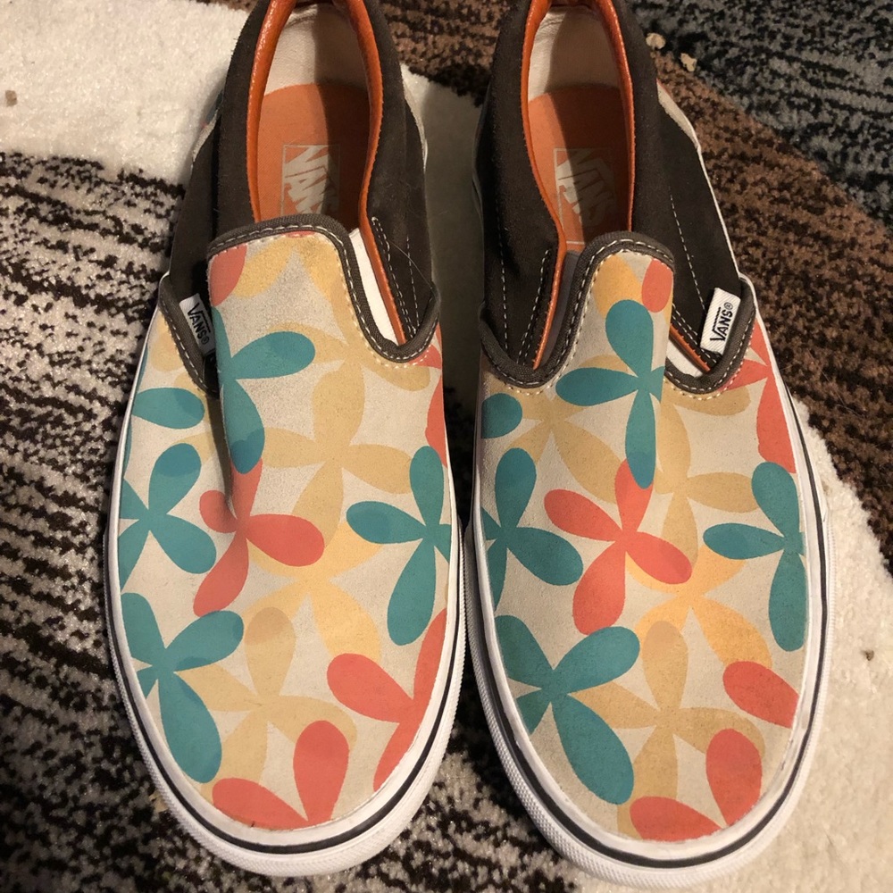 Vans slip ons with flowers!!